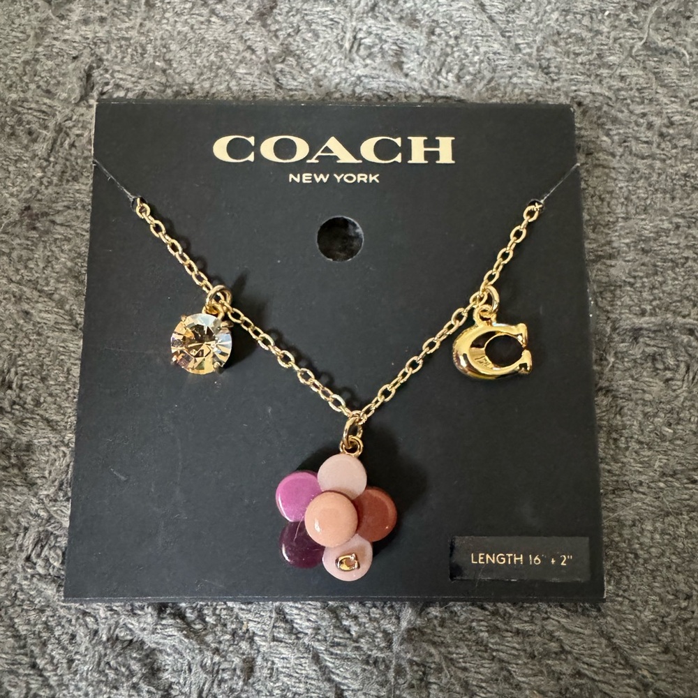 Coach Moon & Flower Charm Necklace - New with Tags 🌺 🌙 - Picture 3 of 4